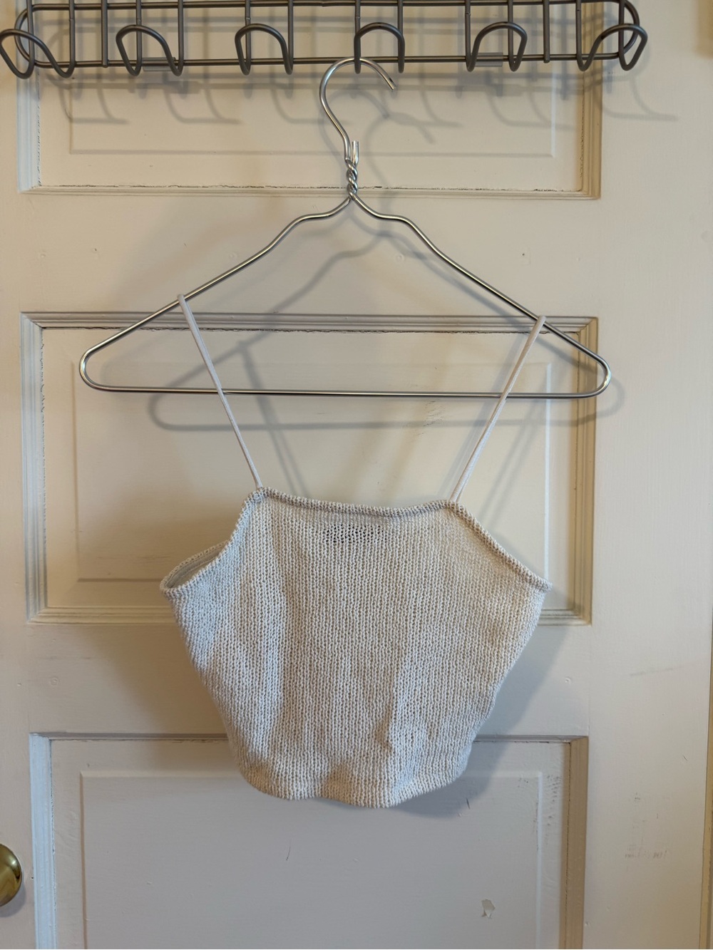 Bershka Cream Knit Cropped Cami